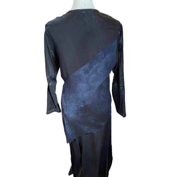 Coco + Juan Maxi Asymmetrical Black Navy Long Sleeve Dress - Picture 2 of 11